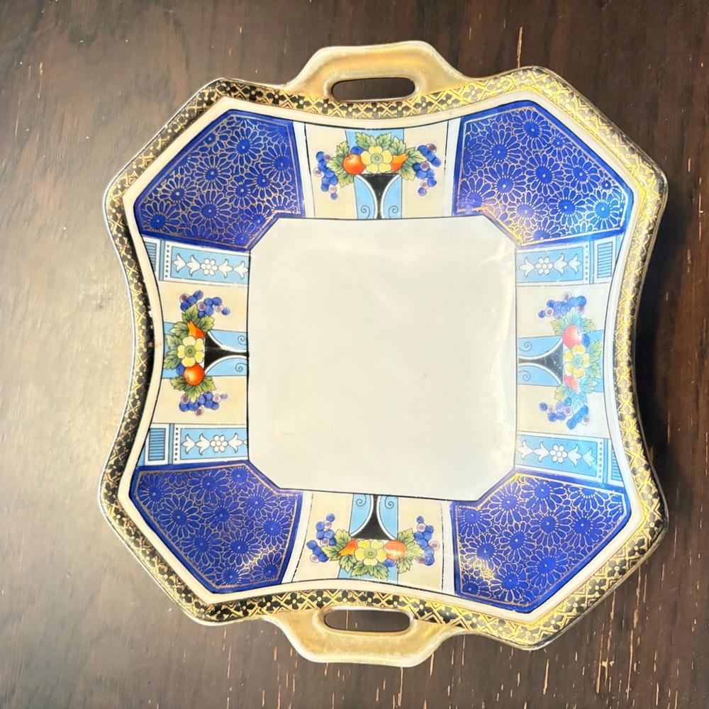 Noritake Ceramic Piece with Blue Markings